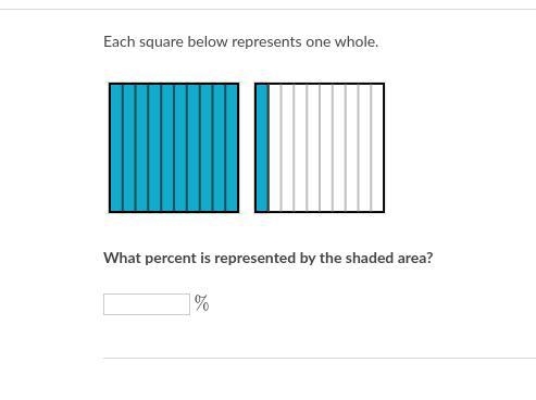 Each square below represents one whole. What percent is represented by the shaded-example-1