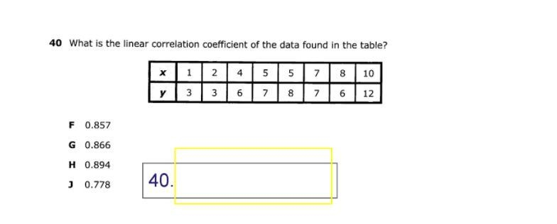 What is the linear correlation coefficient of the data found in the table?-example-1