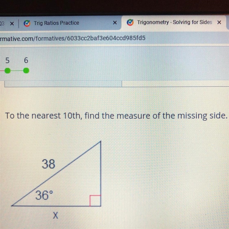 To the nearest 10th, find the measure of the missing side.-example-1