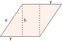 If x = 6 units, y = 3 units, and h = 4 units, find the area of the rhombus shown above-example-1