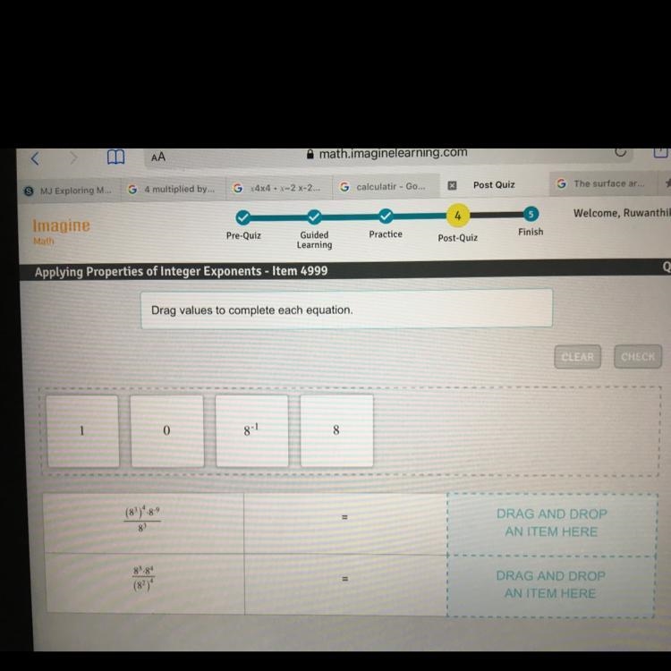 Drag values to complete each equation. 1 0 8-1 8 (83)*.89 = 83 83.84 II (82)*-example-1