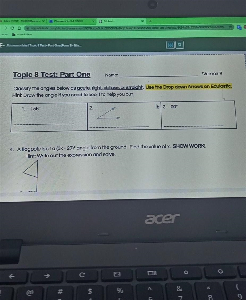 Classify the angles below as acute, right, obtuse or straight ​-example-1