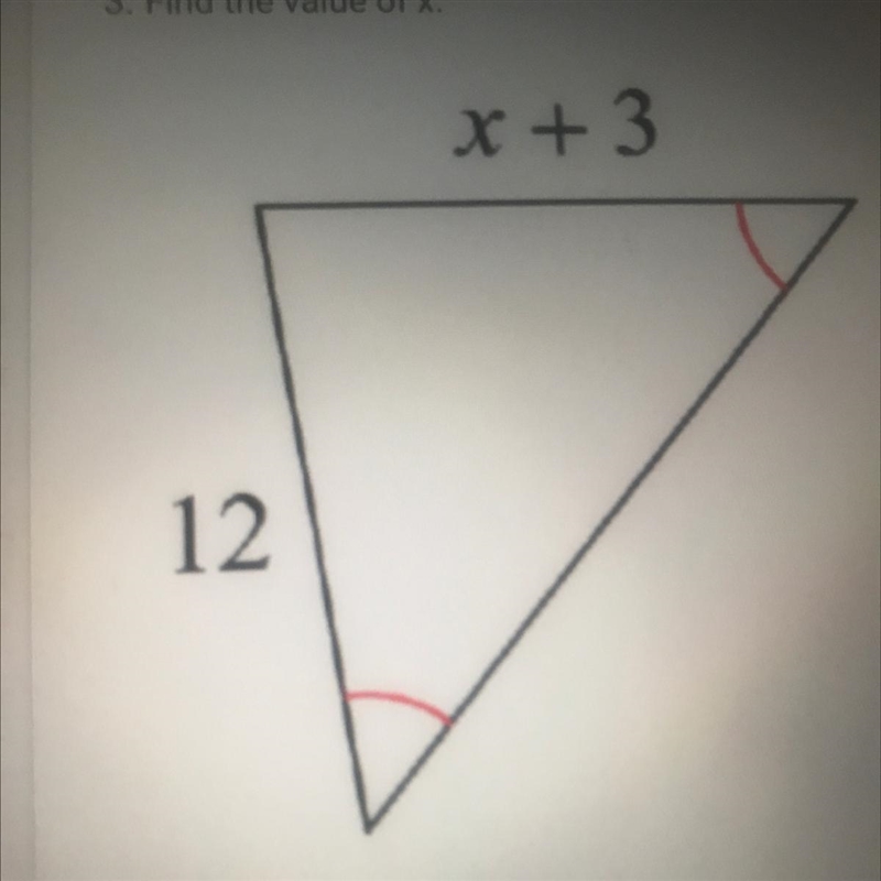 Find the value of x. x + 3 12-example-1