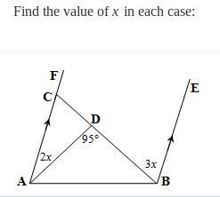 Find the value of x in each case. will be posting more questions soon.-example-1