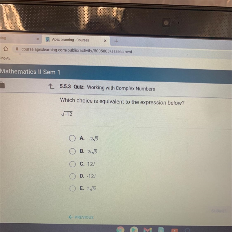 Which choice is equivalent to the expression below? V-12 A. -2/3 B. 2193 C. 121 D-example-1