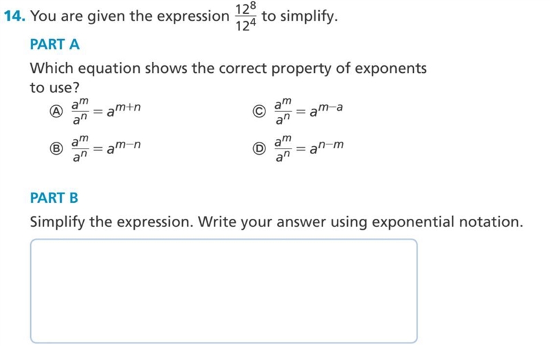 You are given the expression 128/124 to simplify. PART A Which equation shows the-example-1