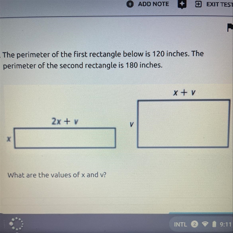 The perimeter of the first rectangle below is 120 inches. The perimeter of the second-example-1