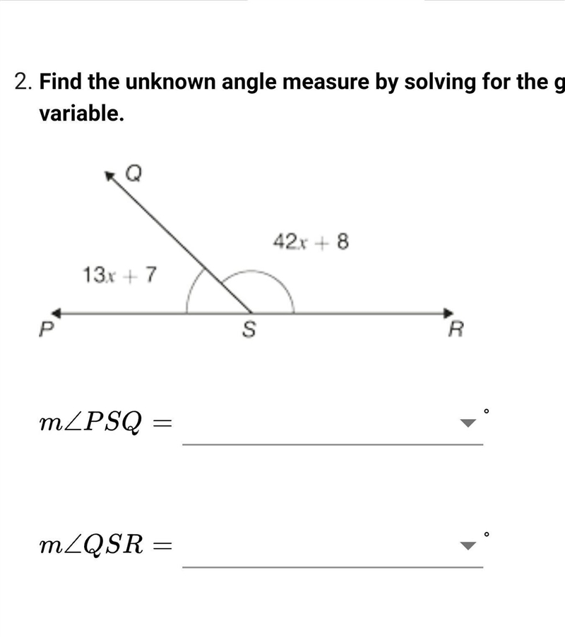 Find the unknown angle measure by solving for the given variable. Supplementary angles-example-1