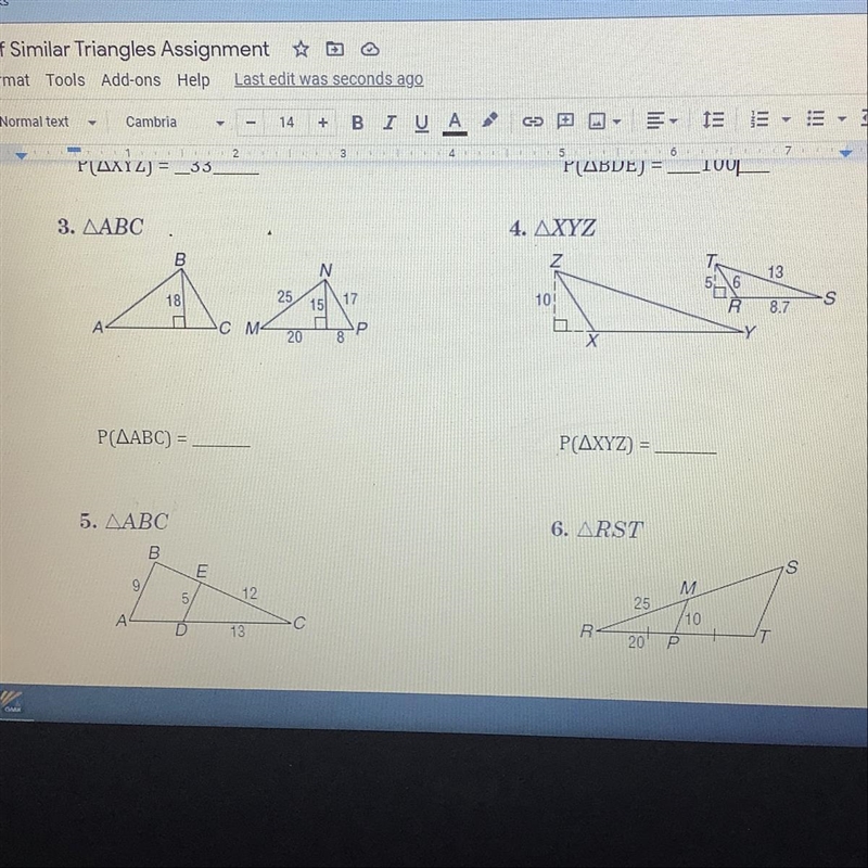 How do I fine the perimeter of these triangles?-example-1