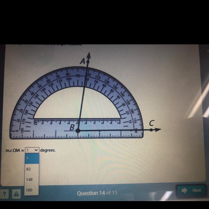 Use a protractor to find the angle measure picture is added-example-1