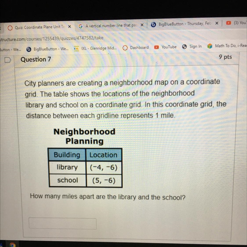 How many miles apart are the library and the school-example-1