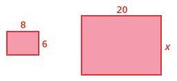 PLZ HLP due in 10 minuites The two figures below are similar. Find x for the larger-example-1