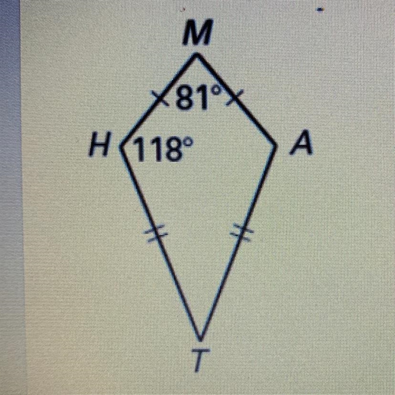 Find the measure of angle T for the kite below-example-1