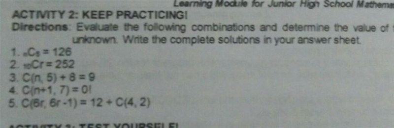 Directions: Evaluate the following combinations and determine the value of the unknown-example-1