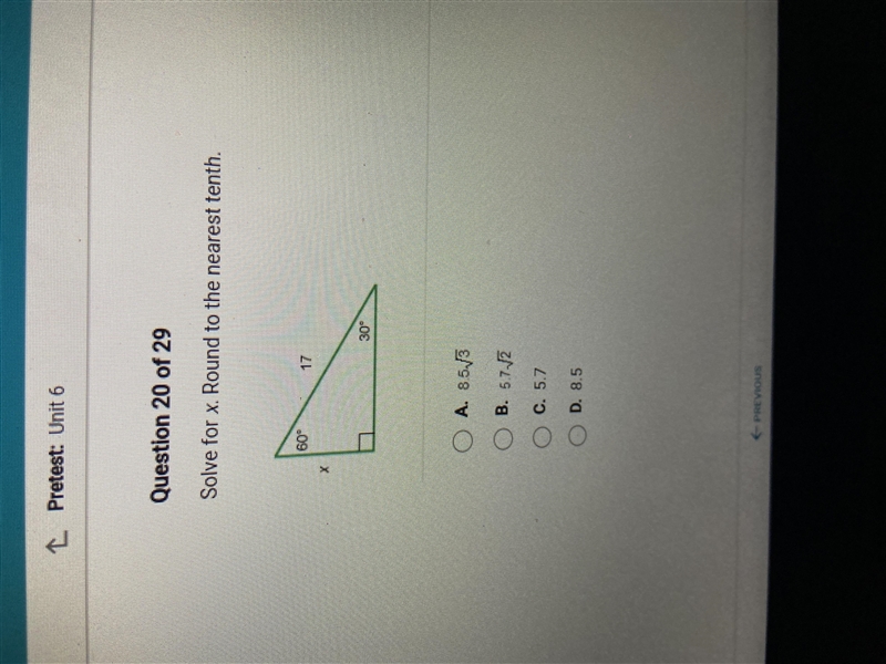 Solve for x. Round to the nearest tenth-example-1