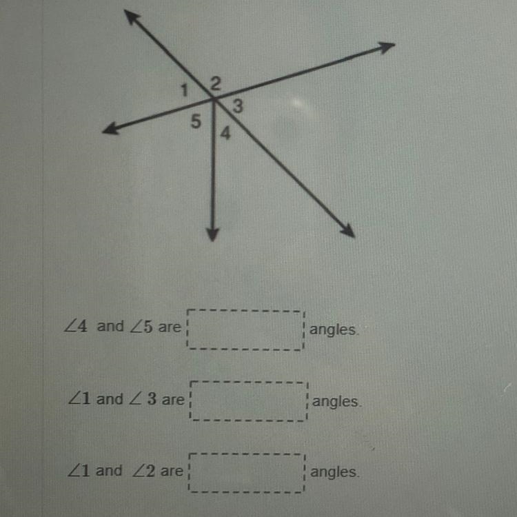 (ASAP Please) Matching angles Choices are linear Pair Vertical Adjacent-example-1