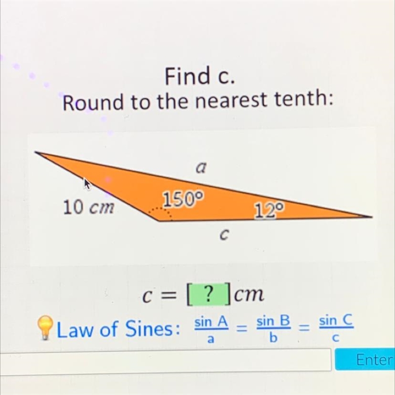 Help!!! Find c. Round to the nearest tenth:-example-1