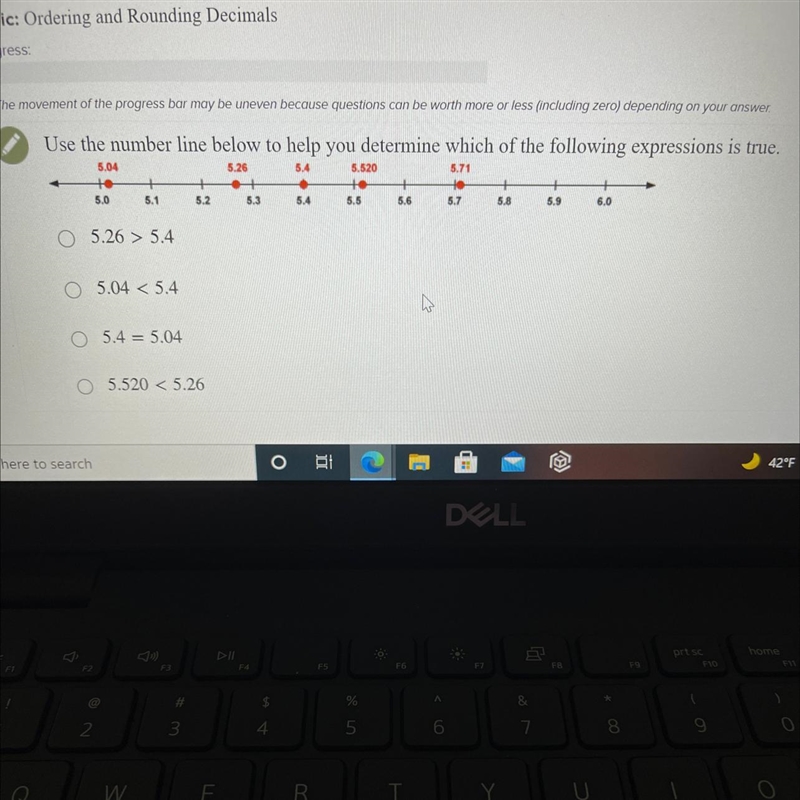 Use the number line below to help you determine which of the following expressions-example-1