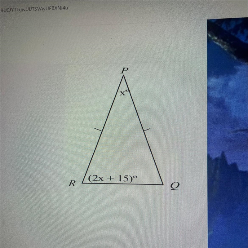 Find the m2. O a. m Q = 30 degrees O b.mxQ = 60 degrees O c. m Q = 70 degrees O d-example-1