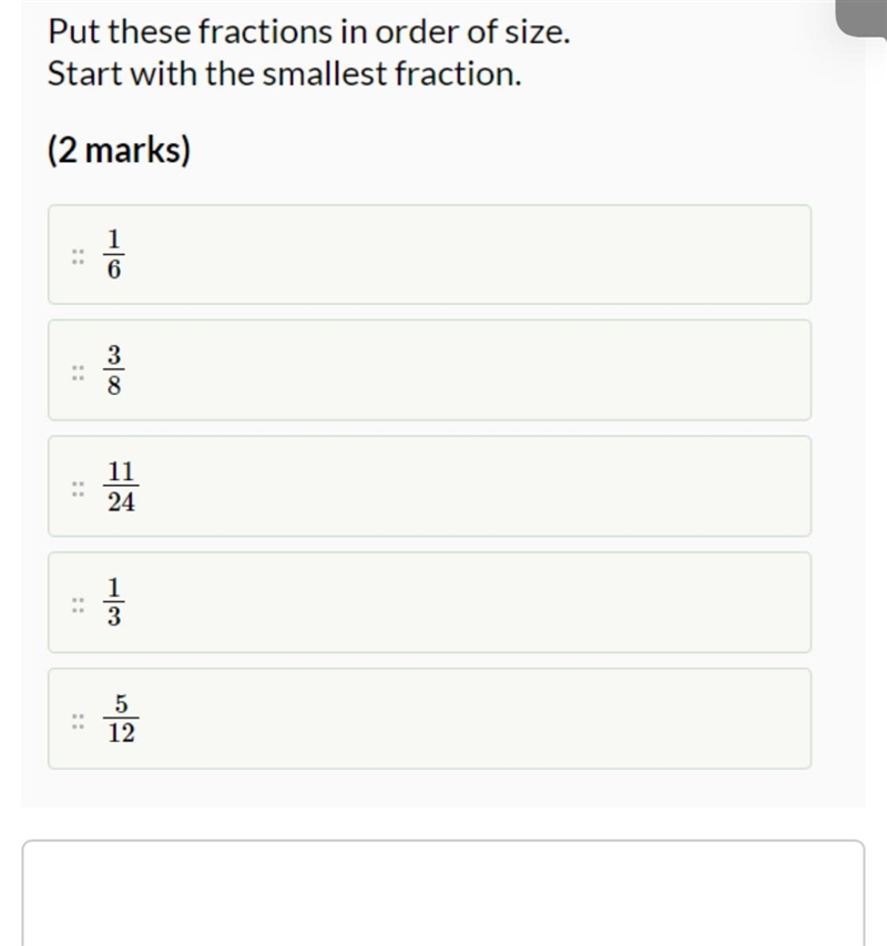 Put these fractions in order of size-example-1