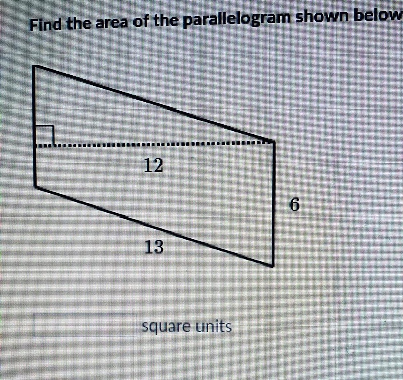 Find the area of the parallelogram shown below.​-example-1