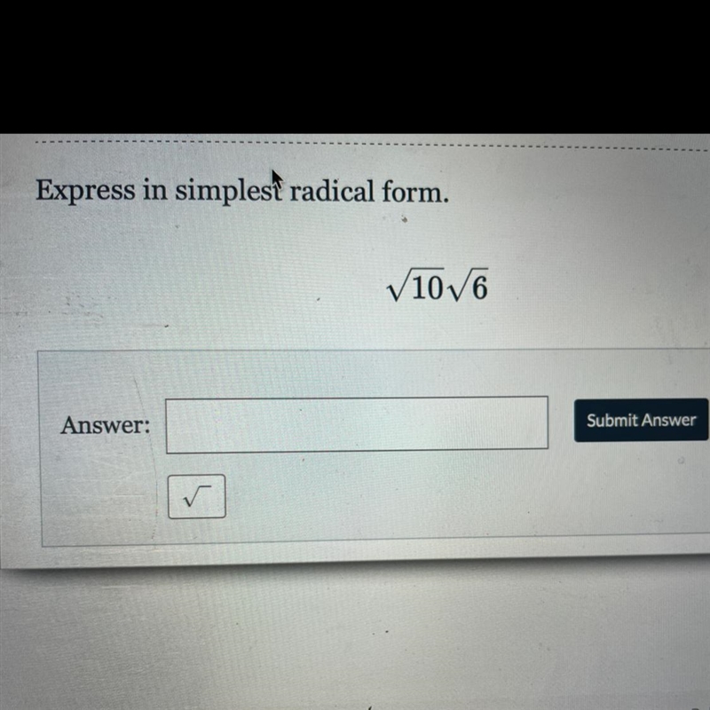 Express in simplest radical form.-example-1