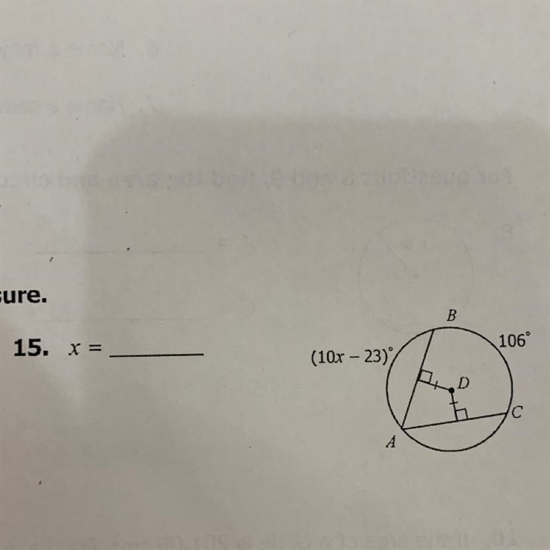 B 15. x = 106 (10x -23) D-example-1