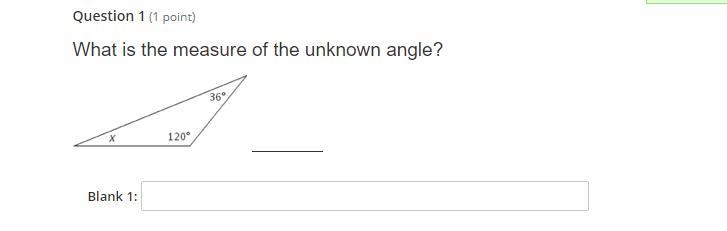 What is the measure of the unknown angle?-example-1