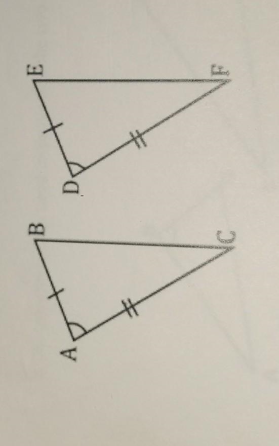 Given < A ≅ < D, AB ≅ DE, and AC ≅ DF, prove that < C ≅ < F. show your-example-1