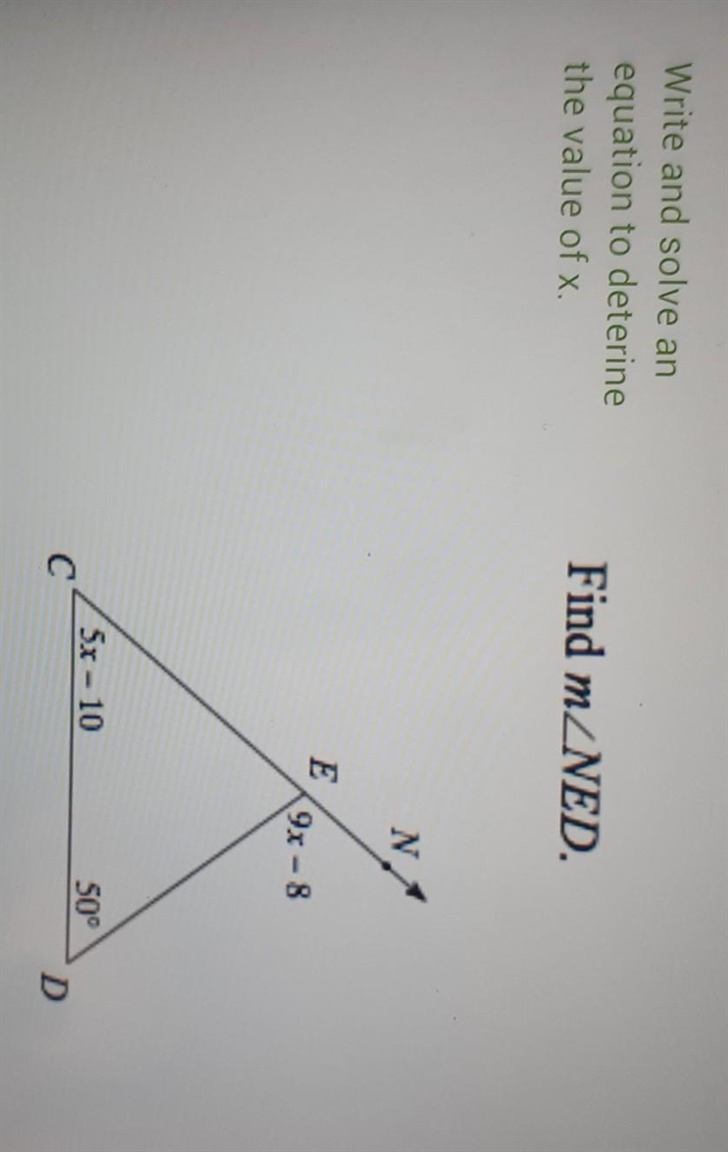 Write and solve an equation to determine the value of x. ​-example-1