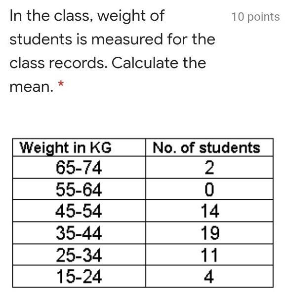 In the class, weight of students is measured for the class records. Calculate the-example-1