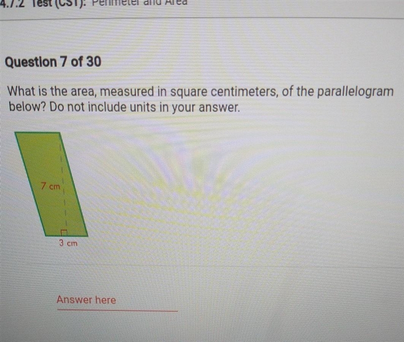 Area is measured in square centimeters of parallelogram below do not include unions-example-1