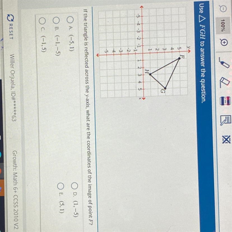 If a triangle is reflected across the y-axis, what are the coordinates of the image-example-1