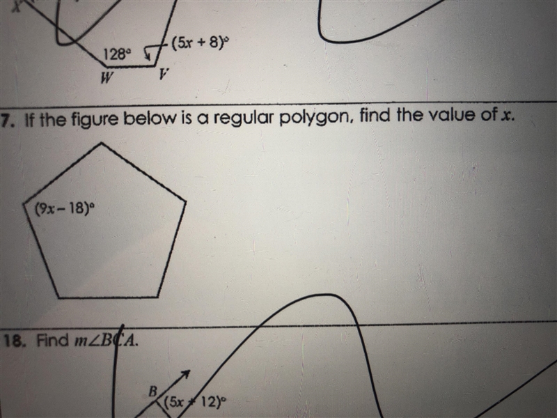 Can someone pls help w number 7. we have to find the value of x on a polygon-example-1