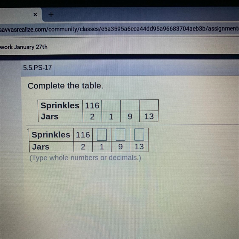 Complete the table. Type whole numbers or decimal.-example-1