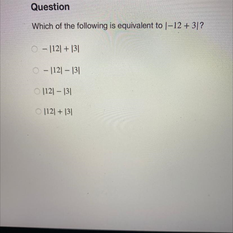 Question Which of the following is equivalent to 1-12 + 3/?-example-1