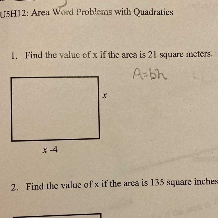 Find the value of x if the area is 22 square meters-example-1