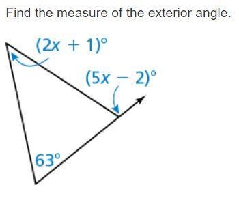 Find the measure of the exterior angle.-example-1