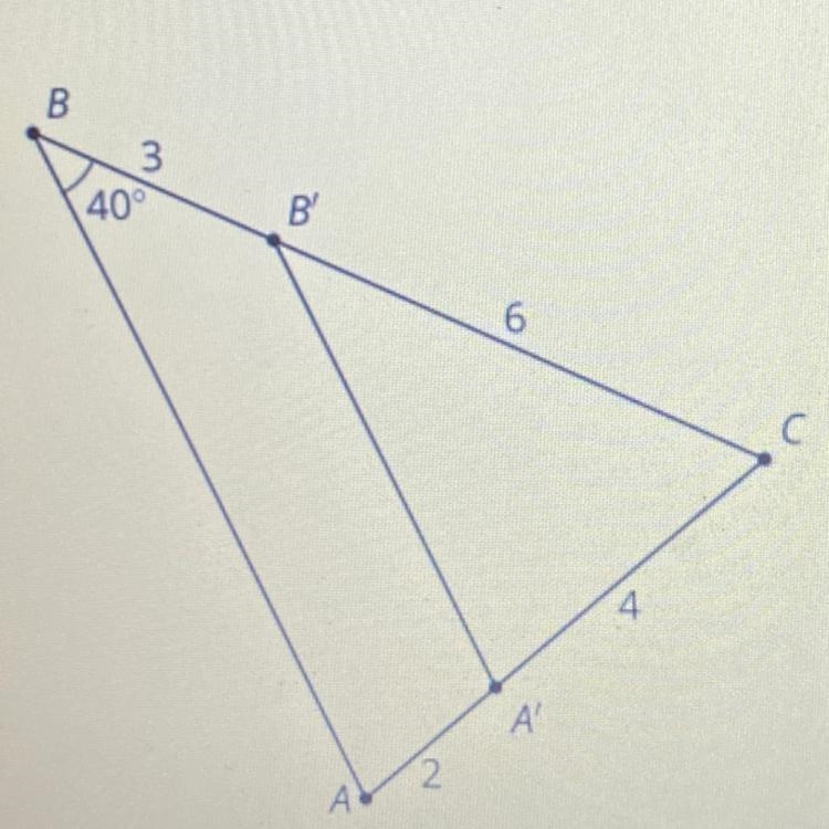 Right angle ABC is taken by a dilation with center P and scale factor to angle A'B-example-1