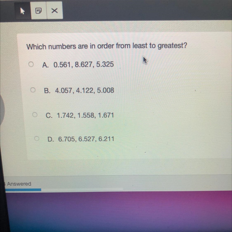 Which numbers are in order from least to greatest-example-1