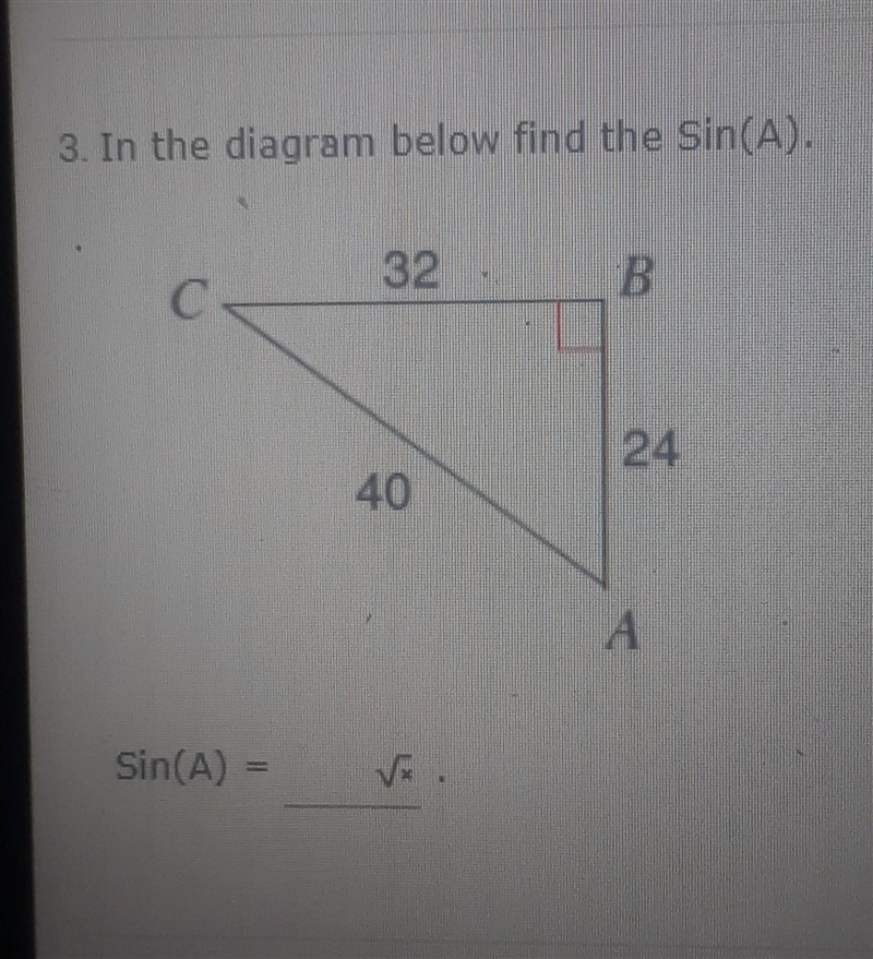 Please help find Sin(A)​-example-1