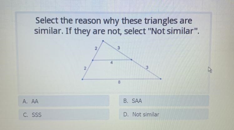 HELPP!!! DON'T ANSWER IF YOU ARE NOT SURE PLEASE !! Select the reason why these triangles-example-1