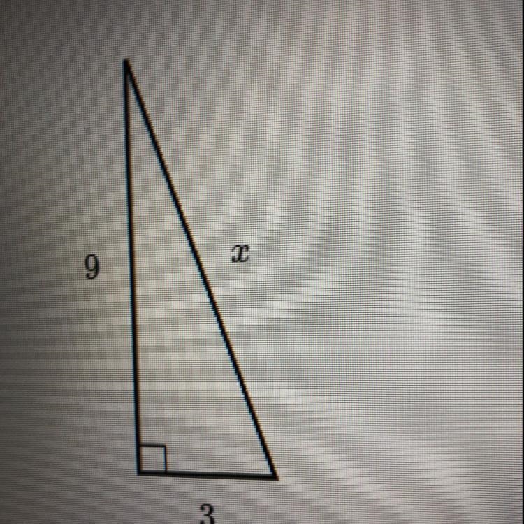 Find the value of x in the triangle shown below 9 3-example-1