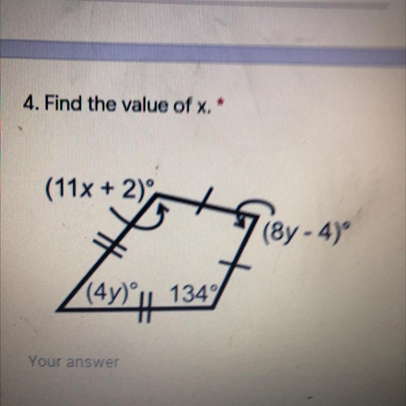 4. Find the value of x. Can you pls show work thank you for your time-example-1