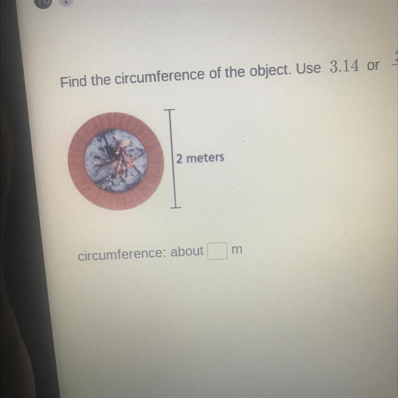 Find the circumference of the object. 2 meters-example-1