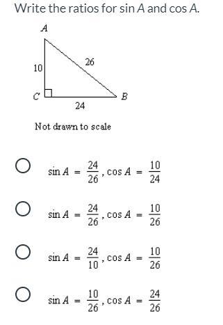 Write the ratios for sin A and cos A.-example-1