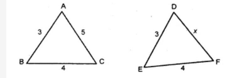 Given triangles are congruent. What is the measure of x? * 5 4 3-example-1