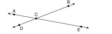 Select all that apply. Which two rays form ∠ACB? 1. CA 2. AC 3. CB 4. CE-example-1