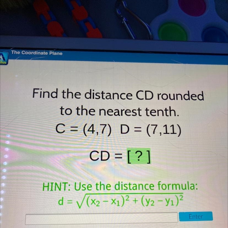 Please help!!! Find the distance CD rounded to the nearest tenth.-example-1