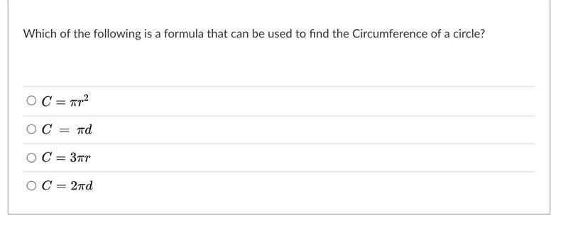 Which of the following is a formula that can be used to find the Circumference of-example-1